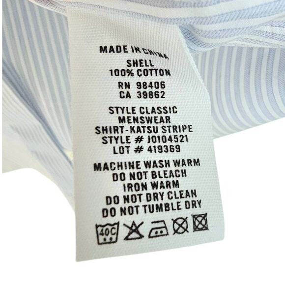 Theory NWT White & Blue Multi Katsu Stripe Classic Menswear Button Down Shirt - Picture 9 of 9